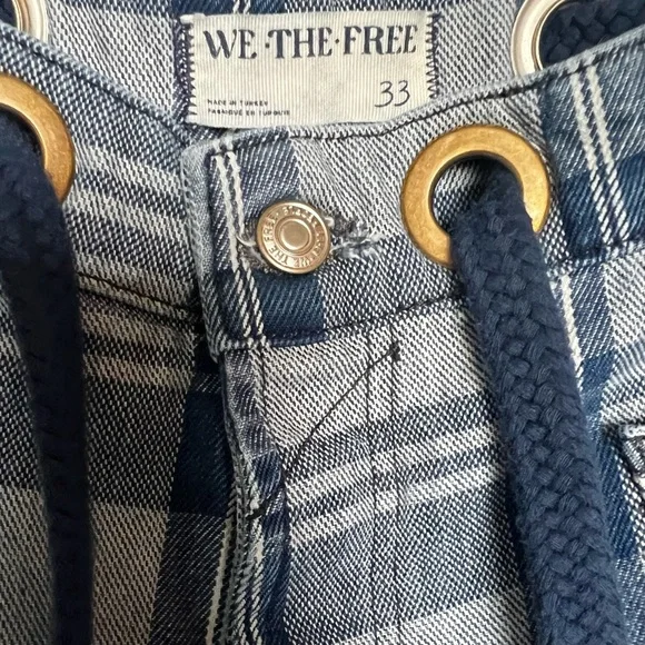 Free People WE THE FREE: Moxie Barrel Low Slung Pull On Jeans In Plaid …NWOT - Picture 8 of 10